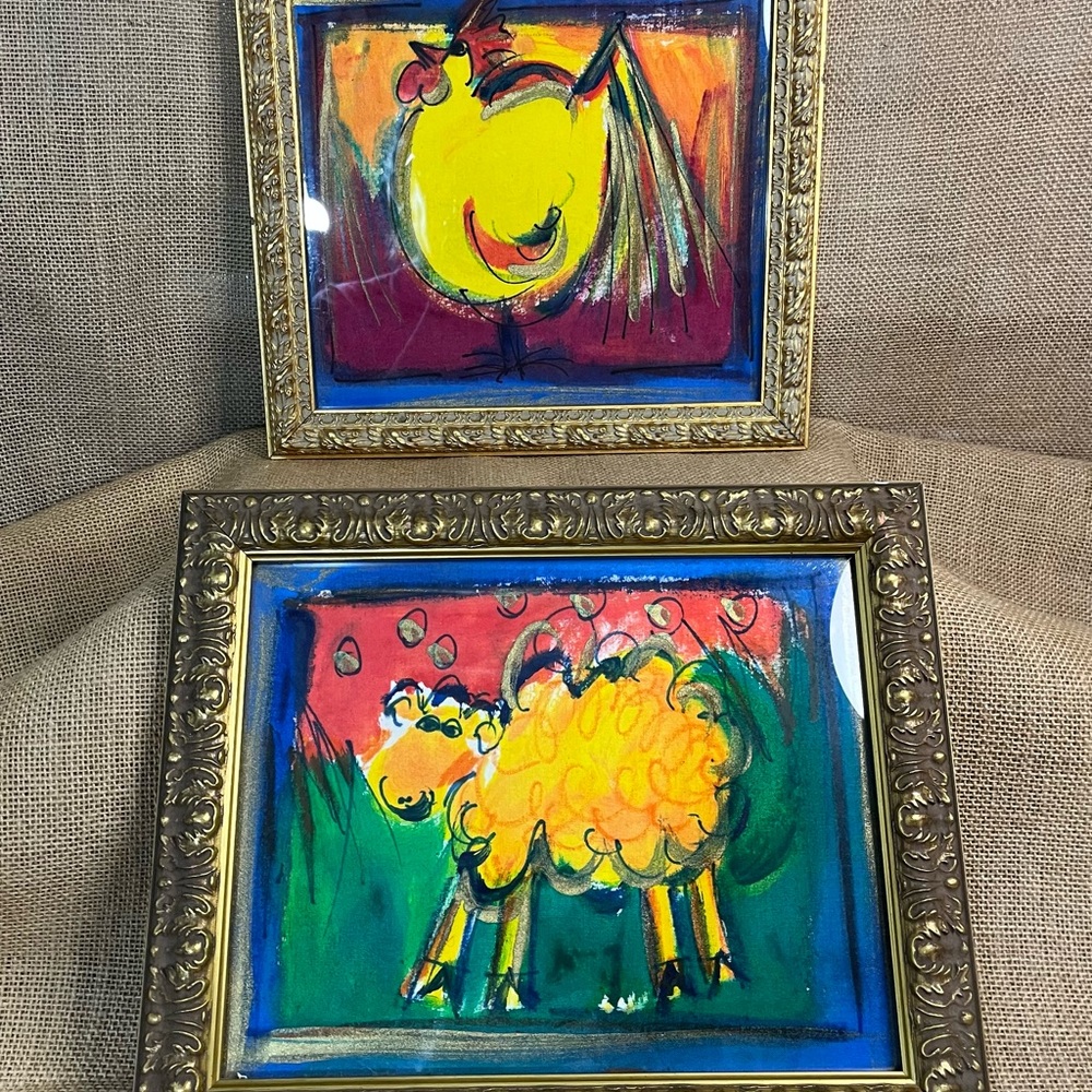 2 Framed Vibrant Abstract Paintings